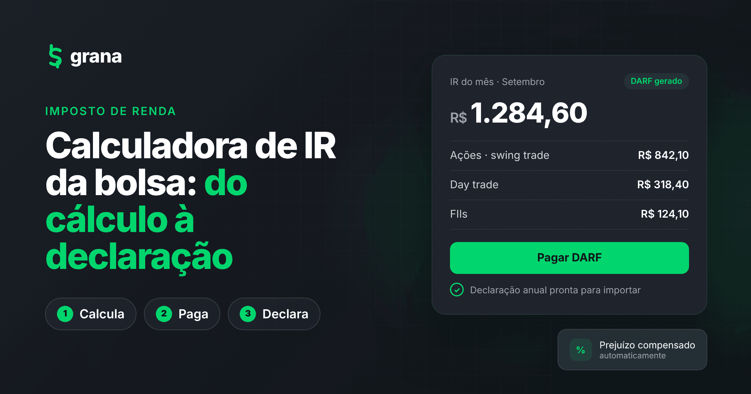 Calculadora de IR da bolsa: como o Grana calcula, paga e declara seu imposto - imagem destacada